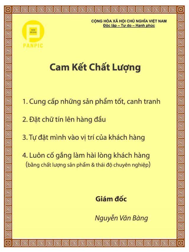 Mẫu giấy cam kết chất lượng sản phẩm trình bày như thế nào? cam kết về chất lượng sản phẩm